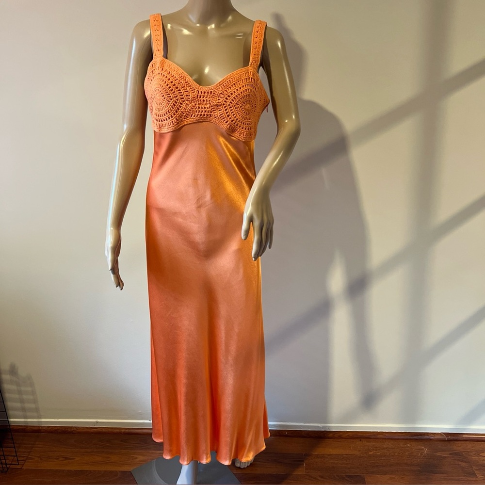 Rails Laura Papaya Vibrant Orange Lace Slip Dress Size M